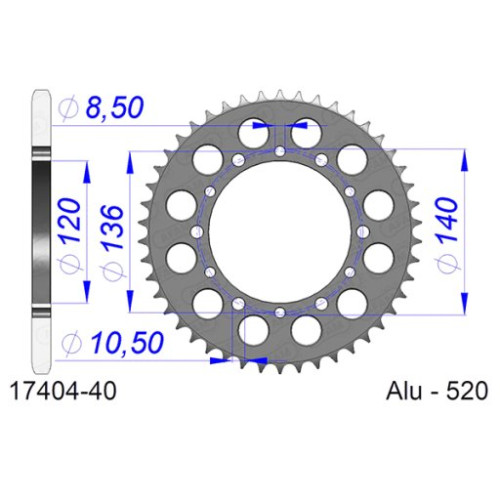 CORONA AFAM IN ALLUMINIO P520 - Z40 (DIS.17404)