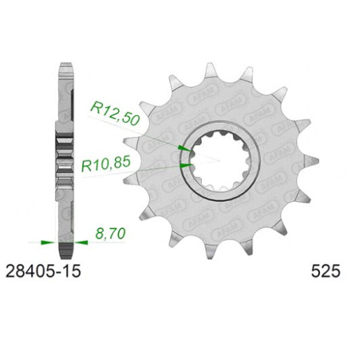PIGNONE AFAM IN ACCIAIO P525 - Z15 (DIS.24603)