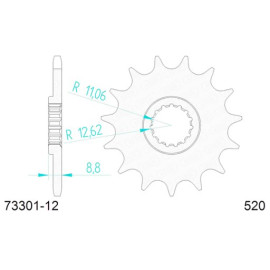 PIGNONE AFAM IN ACCIAIO P520 - Z12 (DIS.73301)