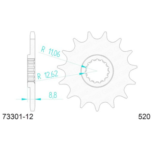 PIGNONE AFAM IN ACCIAIO P520 - Z12 (DIS.73301)