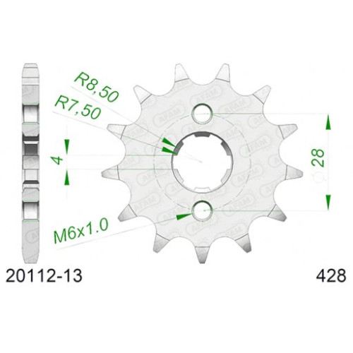 PIGNONE AFAM IN ACCIAIO P428 - Z13 (DIS.00530)