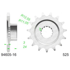 PIGNONE AFAM IN ACCIAIO P525 - Z16 (DIS.00037)