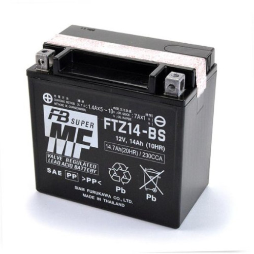 BATTERIA FURUKAWA FTZ14-BS 12V-14AH (EQUIVALENTE YUASA YTX14H-BS) (SIGILLATA CON ACIDO A CORREDO) 150X87X145
