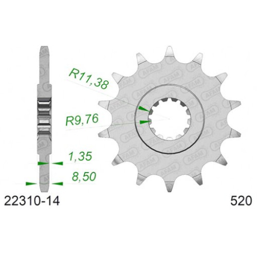 PIGNONE AFAM IN ACCIAIO P520 - Z14 (DIS.22310)