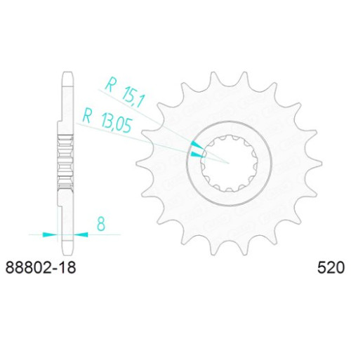 PIGNONE AFAM IN ACCIAIO P520 - Z18 (DIS.88802)
