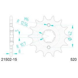 PIGNONE AFAM IN ACCIAIO P520 - Z15 (DIS.21502)