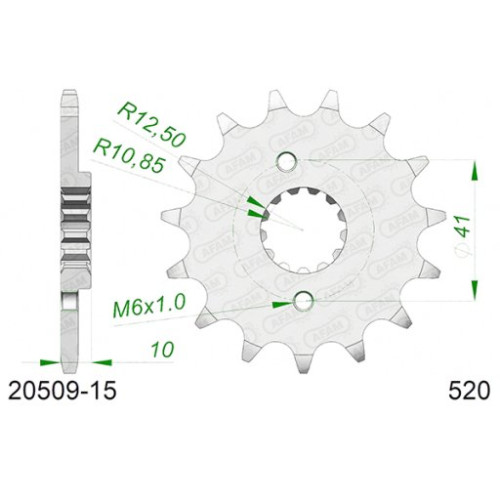 PIGNONE AFAM IN ACCIAIO P520 - Z15 (DIS.20509)