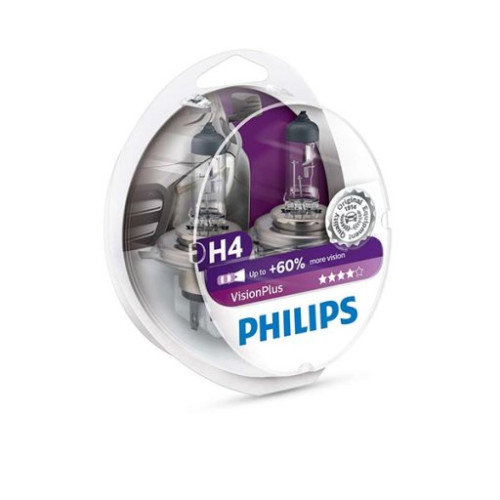 PHILIPS SET 2 LAMPADE PHILIPS H4 VISION PLUS - 12V 60/55W -