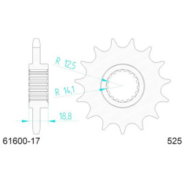 PIGNONE AFAM IN ACCIAIO P525 - Z17 (DIS.61600)