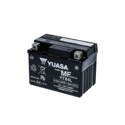 BATTERIA YUASA YTX4L 12V-3AH (SIGILLATA ATTIVATA - FACTORY SEALED)