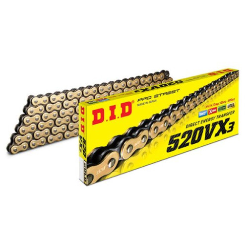 DID CATENA DID 520VX3 (Gold & Black) - Lunghezza: 92 maglie con giunto a rivetto (ZJ)