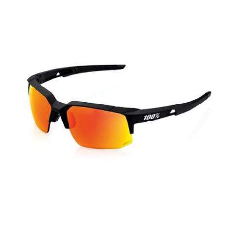 100% OCCHIALI DA SOLE 100% SPEEDCOUPE - SOFT TACT BLACK - LENTI HIPER MULTISTRATO A SPECCHIO ROSSE