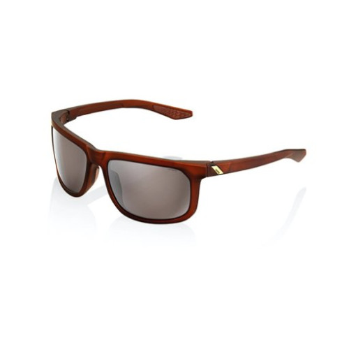 100% OCCHIALI DA SOLE 100% HAKAN - SOFT TACT ROOTBEER - LENTI HIPER A SPECCHIO ARGENTO