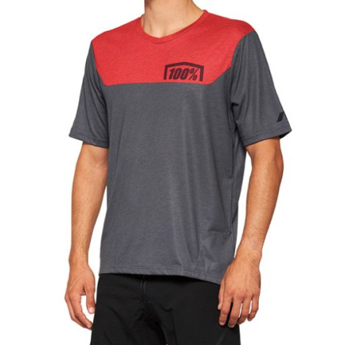 100% AIRMATIC MAGLIA A MANICHE CORTE RED/CHARCOAL - L