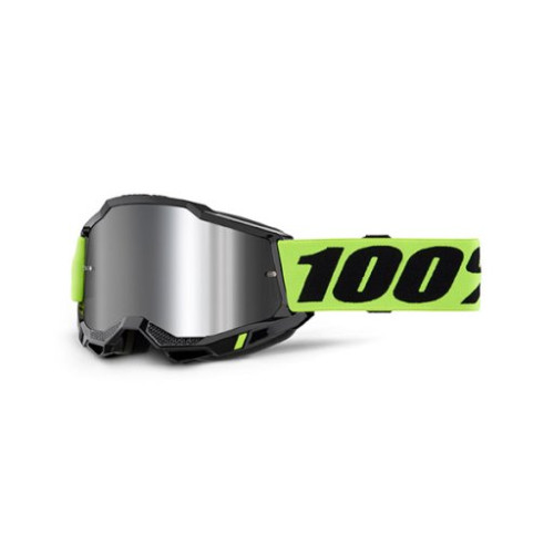 100% MASCHERA 100% ACCURI 2 NEON YELLOW - LENTE A SPECCHIO ARGENTO