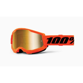 100% MASCHERA 100% STRATA 2 NEON ORANGE - LENTE A SPECCHIO ORO