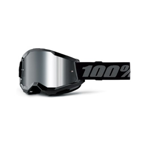 100% MASCHERA 100% STRATA 2 JUNIOR BLACK - LENTE A SPECCHIO ARGENTO