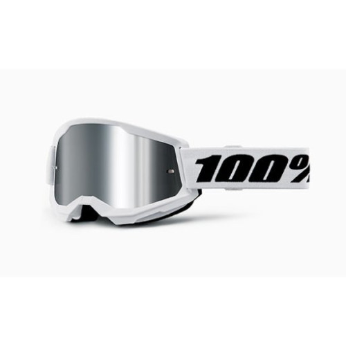 100% MASCHERA 100% STRATA 2 JUNIOR WHITE - LENTE A SPECCHIO ARGENTO