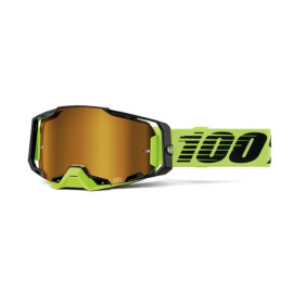 100% MASCHERA 100% ARMEGA NEON YELLOW - LENTE A SPECCHIO ORO