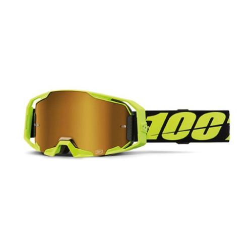 100% MASCHERA 100% ARMATIC NEON YELLOW - LENTE A SPECCHIO ORO