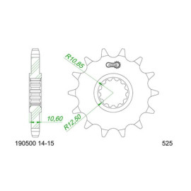 PIGNONE AFAM IN ACCIAIO P525 - Z14 (DIS.00040)