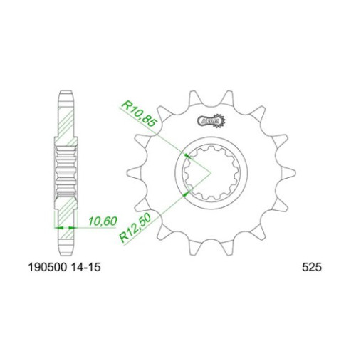 PIGNONE AFAM IN ACCIAIO P525 - Z14 (DIS.00040)
