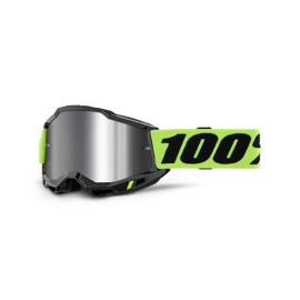 100% MASCHERA 100% ACCURI 2 JUNIOR NEON YELLOW - LENTE A SPECCHIO ARGENTO