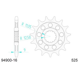 PIGNONE AFAM IN ACCIAIO P525 - Z16 (DIS.94900)