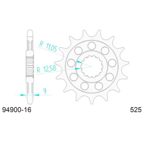 PIGNONE AFAM IN ACCIAIO P525 - Z16 (DIS.94900)