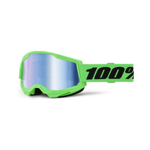 100% MASCHERA 100% STRATA 2 NEON GREEN - LENTE A SPECCHIO BLU