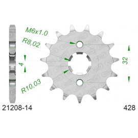 PIGNONE AFAM IN ACCIAIO P428 - Z14 (DIS.21211)