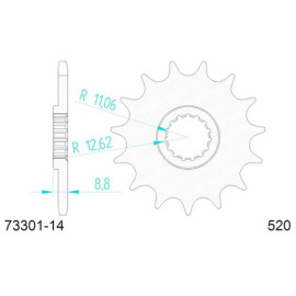 PIGNONE AFAM IN ACCIAIO P520 - Z14 (DIS.73301)