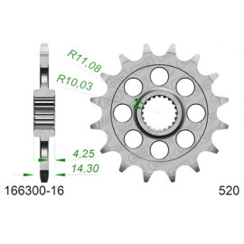 PIGNONE AFAM IN ACCIAIO P520 - Z16 (DIS.16630)