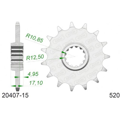 PIGNONE AFAM IN ACCIAIO P520 - Z15 (DIS.00518)