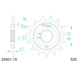 PIGNONE AFAM IN ACCIAIO P520 - Z15 (DIS.28404)