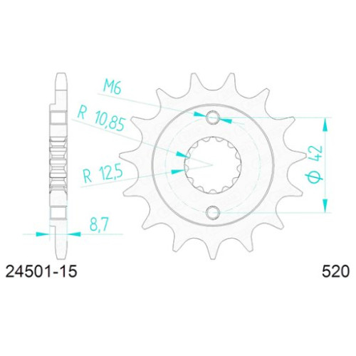 PIGNONE AFAM IN ACCIAIO P520 - Z15 (DIS.28404)