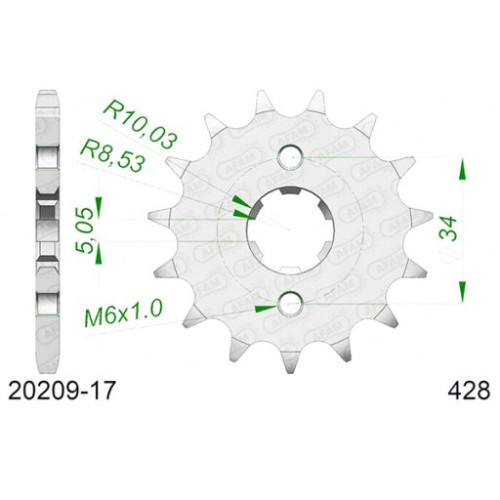 PIGNONE AFAM IN ACCIAIO P428 - Z17 (DIS.26200)
