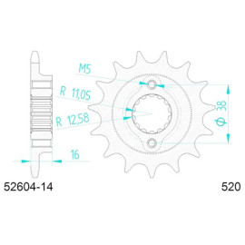 PIGNONE AFAM IN ACCIAIO P520 - Z14 (DIS.52604)