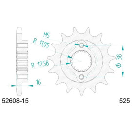 PIGNONE AFAM IN ACCIAIO P525 - Z15 (DIS.00550)