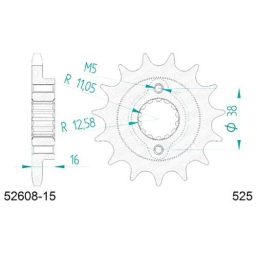 PIGNONE AFAM IN ACCIAIO P525 - Z15 (DIS.00550)