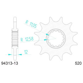 PIGNONE AFAM IN ACCIAIO P520 - Z13 (DIS.94313)