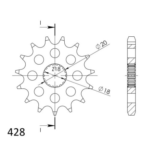 PIGNONE AFAM IN ACCIAIO P428 - Z13 (DIS.22200)