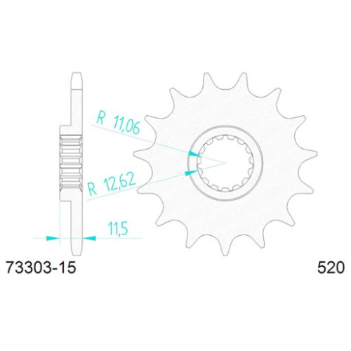 PIGNONE AFAM IN ACCIAIO P520 - Z15 (DIS.73303)