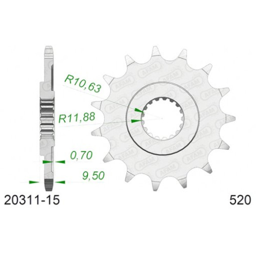 PIGNONE AFAM IN ACCIAIO P520 - Z15 (DIS.20311)