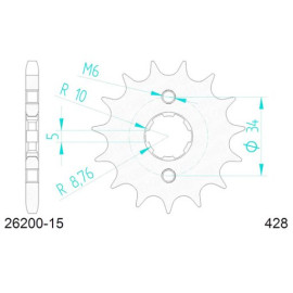 PIGNONE AFAM IN ACCIAIO P428 - Z15 (DIS.49300)