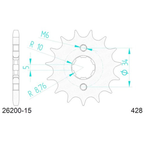 PIGNONE AFAM IN ACCIAIO P428 - Z15 (DIS.49300)