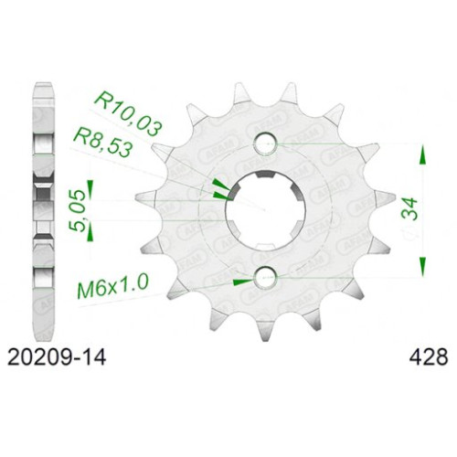 PIGNONE AFAM IN ACCIAIO P428 - Z14 (DIS.26200)
