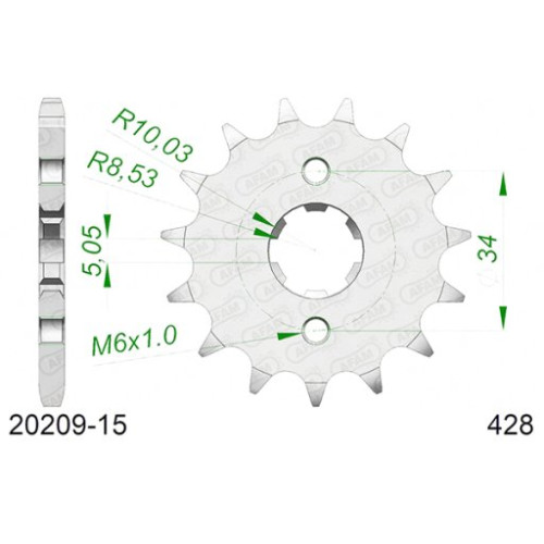 PIGNONE AFAM IN ACCIAIO P428 - Z15 (DIS.26200)