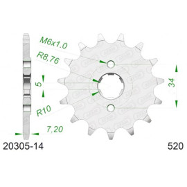 PIGNONE AFAM IN ACCIAIO P520 - Z14 (DIS.20305)