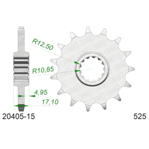 PIGNONE AFAM IN ACCIAIO P525 - Z15 (DIS.20405)
